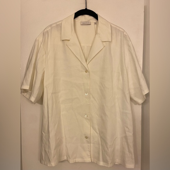 NWT Rebecca Taylor Cabana Short Sleeve Linen Blend White Size Medium - Picture 2 of 7